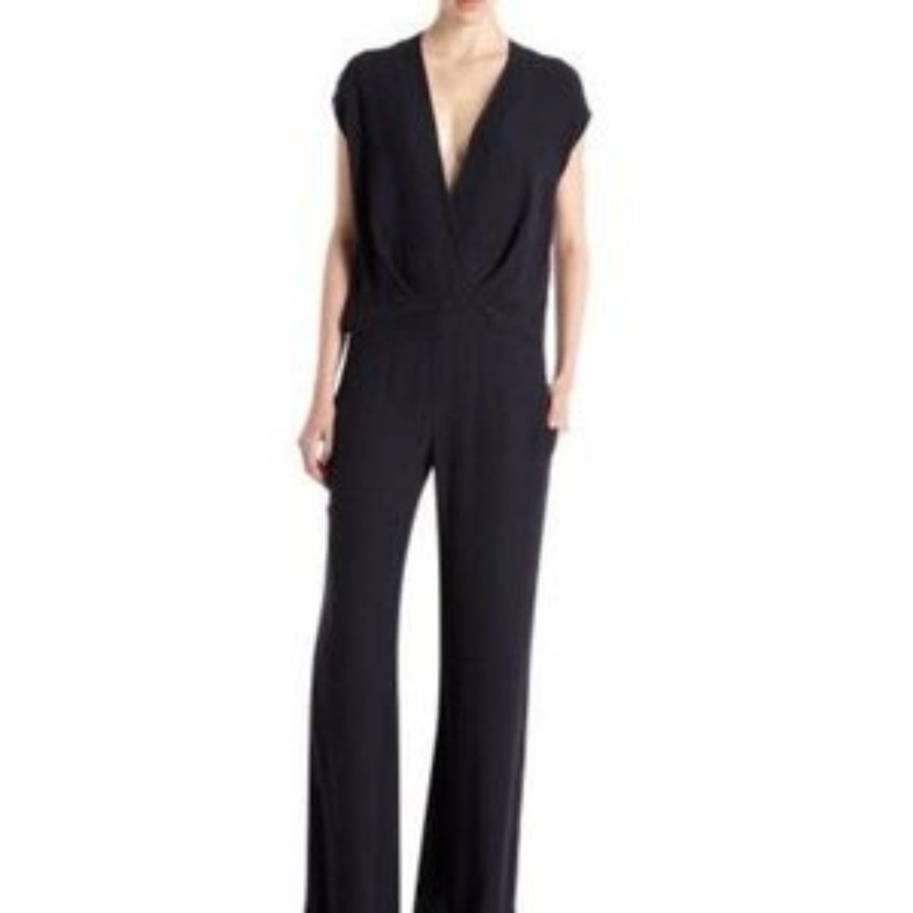 Sz 4 L'AGENCE Exclusively for Barneys Black V-Neck Sleeveless Pant Jumps…